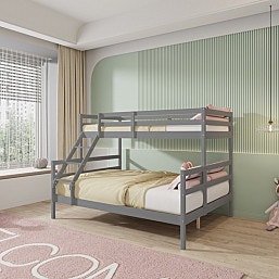 מיטת קומותיים כולל זוג מזרנים דגם אודיה גוון אפור