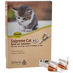 Solano Solpreme אמפולות לחתולים נגד פרעושים לגודל 0.6-4 ק"ג