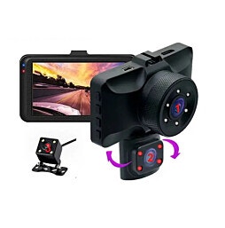 מצלמת רכב 3 עדשות דגם TXR ULTRA מצלמה פנימית מתכווננת ותאורת לילה