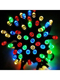 שרשרת 100 נורות Led סולאריות זוהרות - צבעוניות