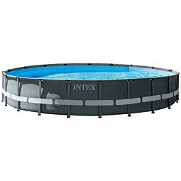26334 INTEX בריכה עגולה עמודים אולטרה כולל משאבת סינון חולסולםמשטח הגנה דגם