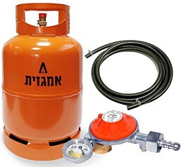 מיכל גז 5 ק''ג אמגזית מלא  ווסת זוויתי עם שעון  צינור 2 מטר