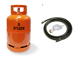 מיכל גז 5 קג אמגזית  ערכת ווסת וצינור 2 מטר