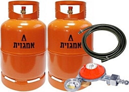 Mbar30 הספק M 2 מיכל גז 5 ק"ג אמגזית מלא  ווסת בטיחותי  שעון מד גז בחיבור