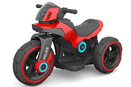אופנוע משטרה ממונע 6V לילדים כולל אפקטים צבע אדום