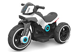 אופנוע משטרה ממונע 6V לילדים כולל אפקטים צבע לבן