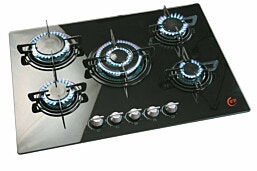 כיריים גז 5 להבות זכוכית שחורה דגם EF-570GB זק"ש