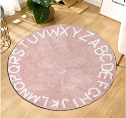 שטיח ילדים עגול דגם ABC גוון ורוד