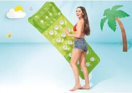מזרן עם אפקט כוסות מקרר כולל כרית לשימוש בים או בבריכה - ירוק