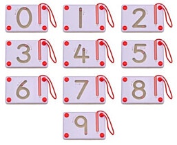 10 לוחות מגנטיים 0-9 ללימוד ספרות בתיבת עץ