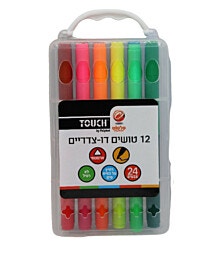 מארז 12 טושים דו-צדדים עם 24 צבעים טאץ