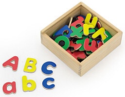 אותיות ABC מגנטיות בקופסת עץ רב פעמית - 52 יח