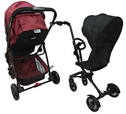 UPTOWN DELUXE טרמפיסט צד לעגלה עם מושב נשכב מרופד גגון וידית הגה