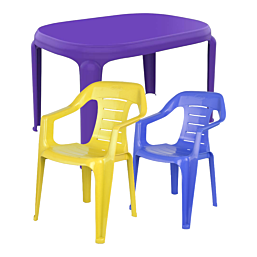 סט שולחן ילדים סגול  2 כסאות ילדים בצבעים