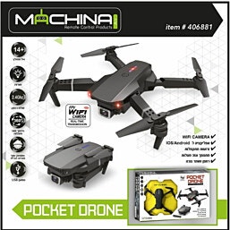רחפן נטען Pocket Drone עם מצלמת WIFI זרועות מתקפלות ושלט רחוק (שחור או לבן)