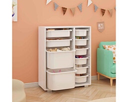 STAR SHOP מבית סטאר שופ TOY שידת איחסון מכלים רחבה בגוון לבן דגם טוי