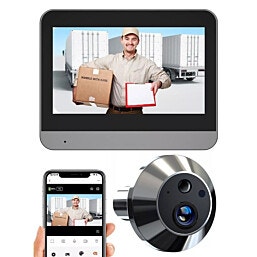 עינית דיגיטלית אלחוטית נסתרת FULL HD עם צג ענק 4.3 אינץ כולל הקלטה בתנועה