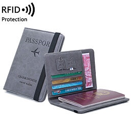 ארנק לדרכון מדמוי עור דק עם RFID: מינימליסטי פרקטי ומלא בסטייל  אפור