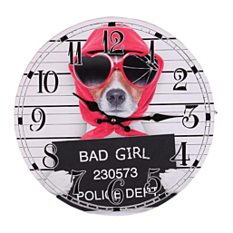 שעון קיר כלב Bad Girl - הומור סטייל וזמן מדויק