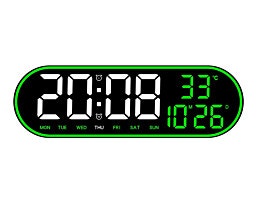 שעון קיר LED ענקי 38 סמ עם שלט רחוק ותאורת אווירה בחירת צבע ירוק