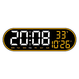 שעון קיר LED ענקי 38 סמ עם שלט רחוק ותאורת אווירה בחירת צבע כתום