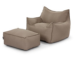 SICILIA Outdoors סט פוף והדום לחוץ צבע מוקה
