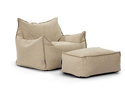 SICILIA Outdoors סט פוף והדום לחוץ צבע פשתן