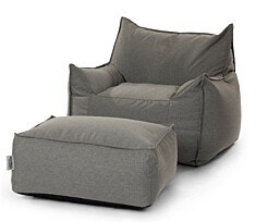 SICILIA Outdoors סט פוף והדום לחוץ צבע אפור אבן