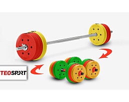 Teo Sport סט משקולות צבעוניות 18 ק"ג עם 8 פלטות