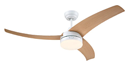 Westinghouse 52 דגם 73096-2848 גוף בגוון לבן וכנפיים בגוון עץ" Longwood מאוורר תקרה