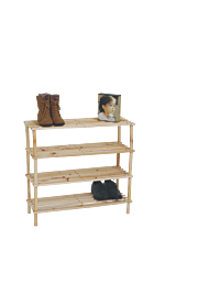 מתקן נעליים 4 מדפים מעץ טבעי
