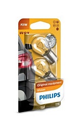 נורה זוג PHILIPS 21W 12V P21W מגע 1 עם בסיס גדול
