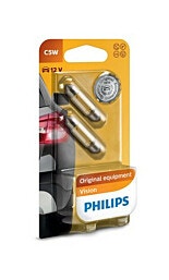 נורה זוג PHILIPS 5W 12V C5W בננה בינונית 35 ממ'