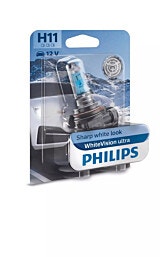 PHILIPS 60% אור בליסטר WHITEVISION ULTRA 55W 12V H11 נורה